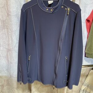 Chico's Navy Lightweight Jacket with Gold Accents
